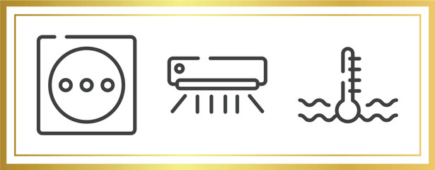 Aufkleber - car dashboard signals outline icons set. linear icons sheet included dry in high heat, air condition, engine coolant vector.