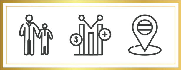 Poster - signals set outline icons set. linear icons sheet included father and child, yield, placeholder point vector.