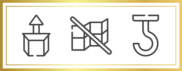 Poster - shipping and handly outline icons set. linear icons sheet included cardboard box with arrow, do not stack, use hooks vector.