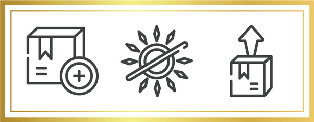 Poster - global logistic outline icons set. linear icons sheet included add package, no sunlight, delivery box vector.
