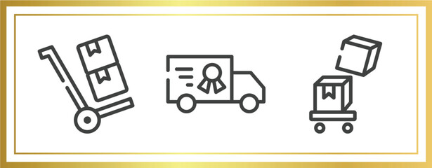 Poster - logistic outline icons set. linear icons sheet included use hand truck, charter, overflow vector.