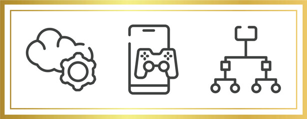 Poster - general outline icons set. linear icons sheet included cloud service, in-game advertising, information architecture vector.