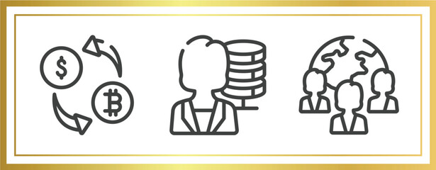 Poster - general outline icons set. linear icons sheet included crypto-exchange, big data scientist, team vector.
