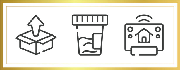 Poster - general outline icons set. linear icons sheet included product release, urine test, smart home hub vector.