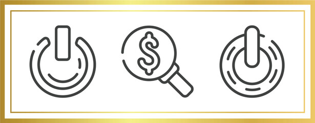 Poster - business pack outline icons set. linear icons sheet included on power, currency search, power variant vector.
