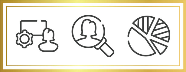 Poster - business and finance outline icons set. linear icons sheet included marketing seminar, person search, pie chart with piece vector.
