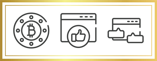 Poster - marketing and seo outline icons set. linear icons sheet included bit round button, favorite web, blog commenting vector.