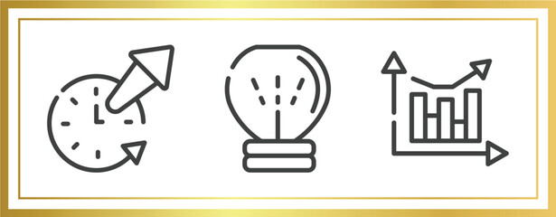 Sticker - project management outline icons set. linear icons sheet included time out, null, analytic chart vector.