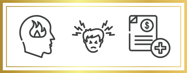 Poster - phary outline icons set. linear icons sheet included emotions, headache, medical invoice vector.