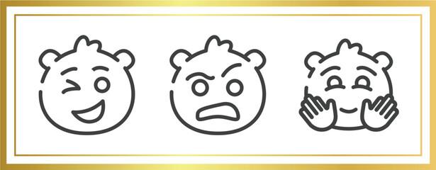 Poster - emoji outline icons set. linear icons sheet included wink emoji, sceptic emoji, happy vector.