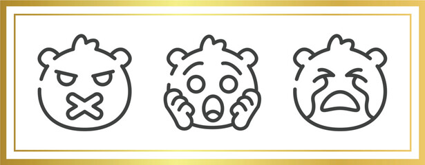 Poster - emoji outline icons set. linear icons sheet included silent emoji, shocked emoji, crying vector.