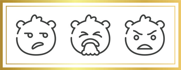 Poster - emoji outline icons set. linear icons sheet included disappointed emoji, disgusted emoji, angry vector.