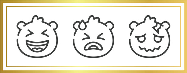 Poster - emoji outline icons set. linear icons sheet included laugh emoji, desperate emoji, headache vector.