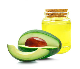 Wall Mural - avocado oil in a bottle isolated on a white background