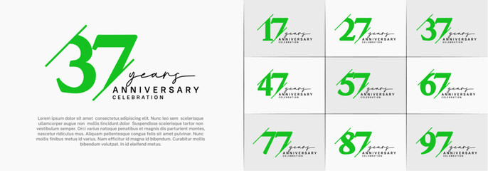 set of anniversary logo with green and black color can be use for celebration