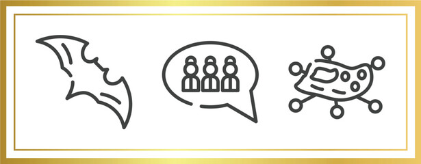 Poster - outline icons set. linear icons sheet included bat, group, infection vector.