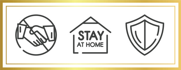 Poster - outline icons set. linear icons sheet included no handshake, stay home, shield vector.