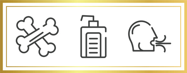 Poster - outline icons set. linear icons sheet included bone, hand soap, breath vector.