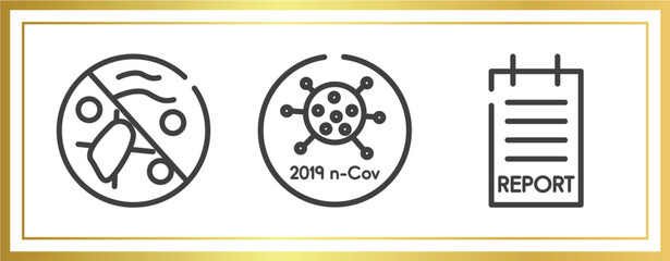 Poster - outline icons set. linear icons sheet included antibacterial, 2019-ncov, report vector.