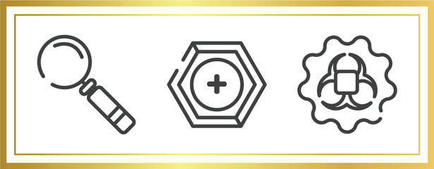 Poster - outline icons set. linear icons sheet included magnifying glass, prevention, contagious vector.
