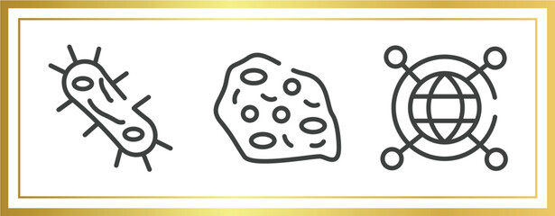 Poster - outline icons set. linear icons sheet included bacterium, amoeba, spreading vector.