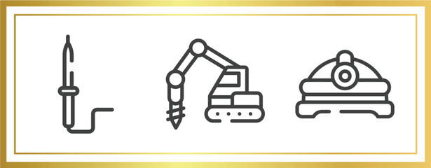 Poster - construction line craft outline icons set. linear icons sheet included solder, trucking, torch helmet vector.