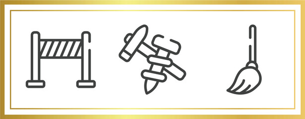 Poster - housekeeping outline icons set. linear icons sheet included road panel, construction tools, mop vector.