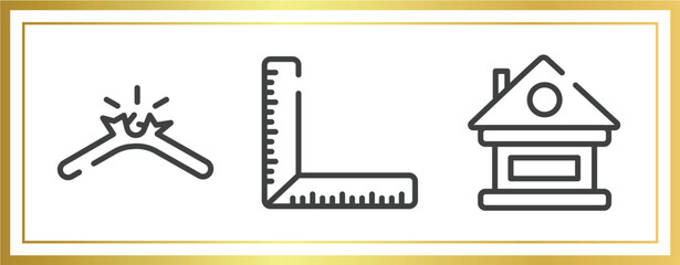 Poster - construction outline icons set. linear icons sheet included broken cable, corner ruler, lodge vector.