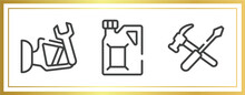 Do It Yourself Outline Icons Set. Linear Icons Sheet Included Side Mirror, Gasoline, Repair Tools Cross Vector.