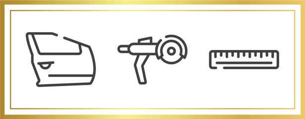 Poster - toolbox outline icons set. linear icons sheet included car door, grinder, school ruler vector.