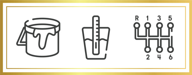 Poster - car repair outline icons set. linear icons sheet included open paint bucket, tester, gear stick vector.