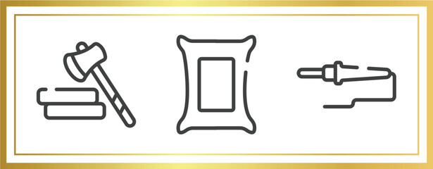 Poster - construction and tools outline icons set. linear icons sheet included lumberjack, cement, soldering vector.