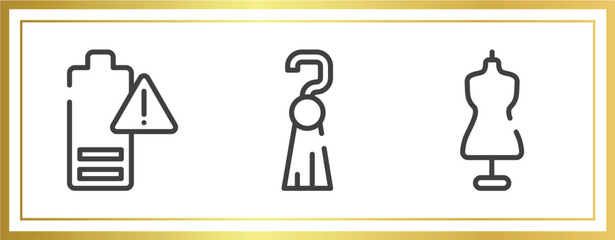 Poster - fashion design outline icons set. linear icons sheet included empty battery, tassel, tailor vector.