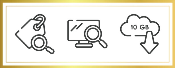 Poster - responsive web outline icons set. linear icons sheet included tag search filter, pc search, null vec