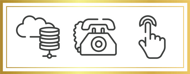 Poster - cursors and pointers outline icons set. linear icons sheet included server for cloud, old telephone,