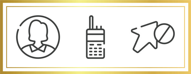 Poster - cursors and pointers outline icons set. linear icons sheet included user inside circle, satellite phone, forbidden vector.