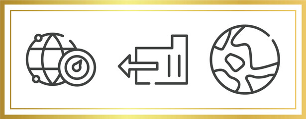 Poster - computer and media outline icons set. linear icons sheet included internet connection speed, export 