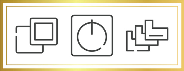 Poster - computer and media outline icons set. linear icons sheet included 2 squares, standby, power button, 