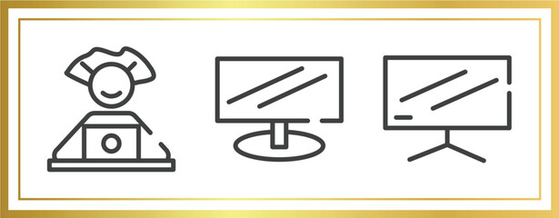 Canvas Print - computer and media outline icons set. linear icons sheet included computer worker, widescreen monitor, flatscreen tv vector.