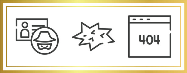 Poster - internet outline icons set. linear icons sheet included identity theft, comic, error 404 vector.