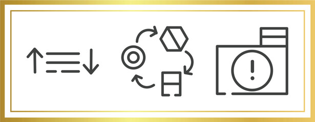 Poster - cyber robbery outline icons set. linear icons sheet included sorting, transformation, infected folder vector.