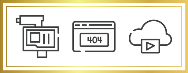 Poster - computer technology outline icons set. linear icons sheet included online robbery, 404, storage media vector.