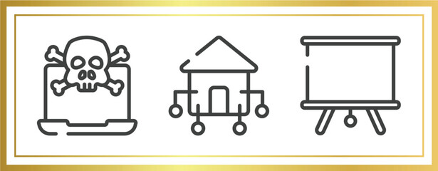 Poster - television outline icons set. linear icons sheet included attack, domotics, projector screen vector.