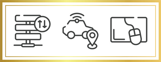 Poster - computer functions outline icons set. linear icons sheet included server traffic, safe driving, mouse pad vector.