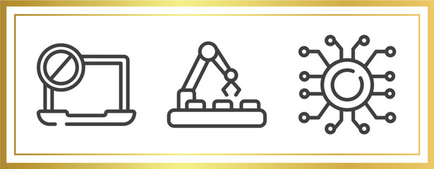 Poster - ai for earth outline icons set. linear icons sheet included ban, conveyor belt, nanotech vector.