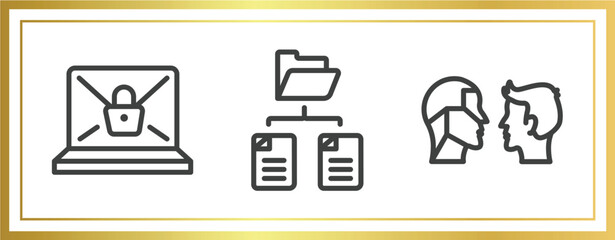 Poster - artificial intelligence outline icons set. linear icons sheet included ransomware, folder network, turing test vector.