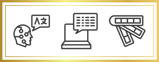 Poster - web development outline icons set. linear icons sheet included translation, subtitles, color scheme vector.