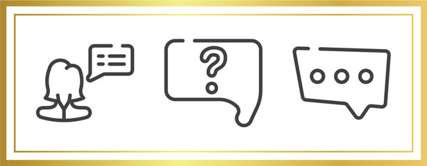 Poster - chatting outline icons set. linear icons sheet included female, question speech bubble, three dots e