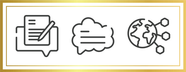 Poster - internet of things outline icons set. linear icons sheet included edit document, bubble speech, plan
