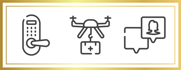 Canvas Print - marketing & growth outline icons set. linear icons sheet included door lock, medical assistance, followers vector.